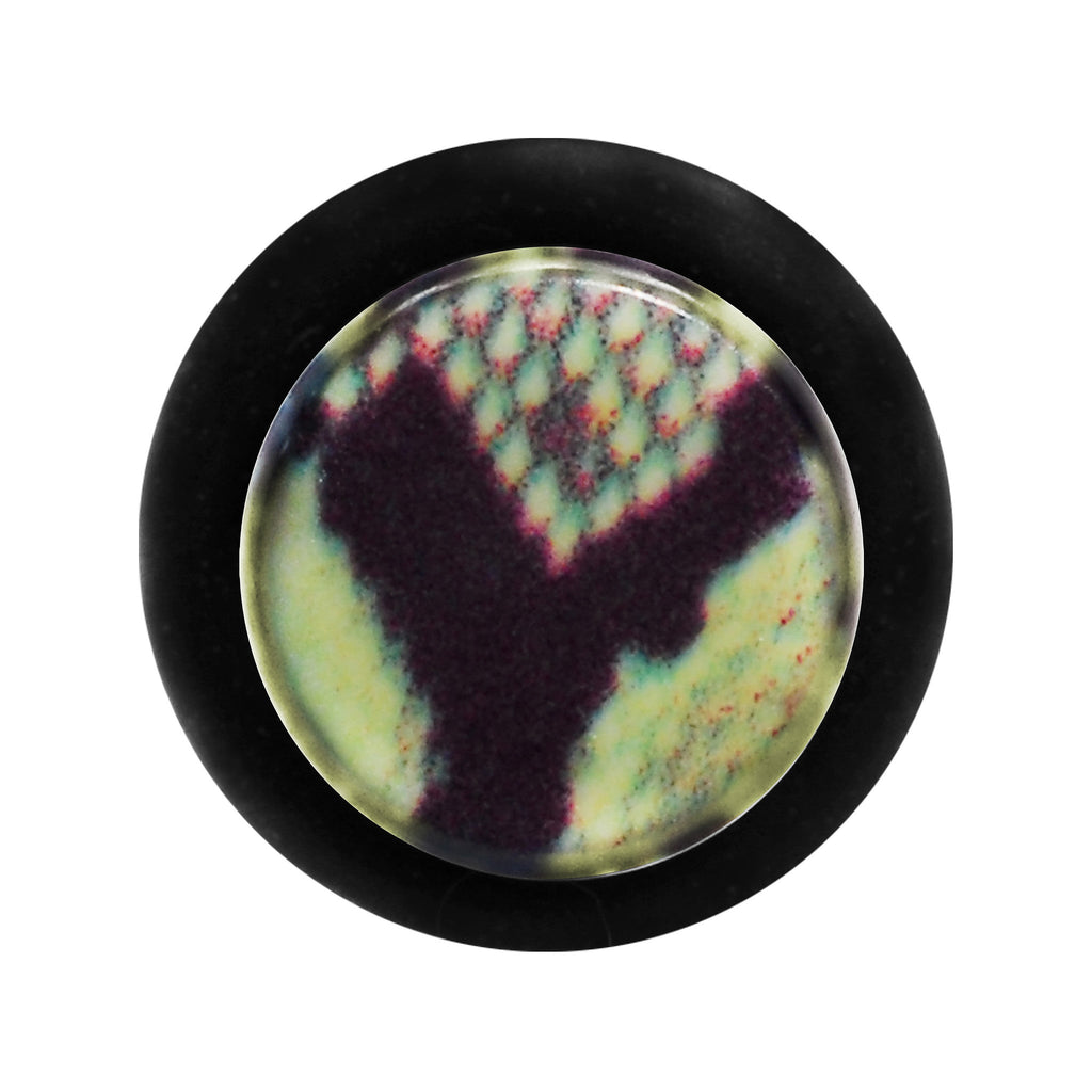 BodyCandy 0G Green Snake Skin Acrylic Taper — detail close-up