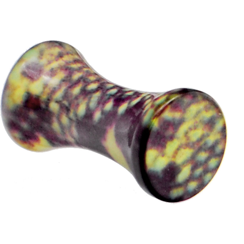 BodyCandy 8G Green Snake Skin Acrylic Saddle Plug — main product shot