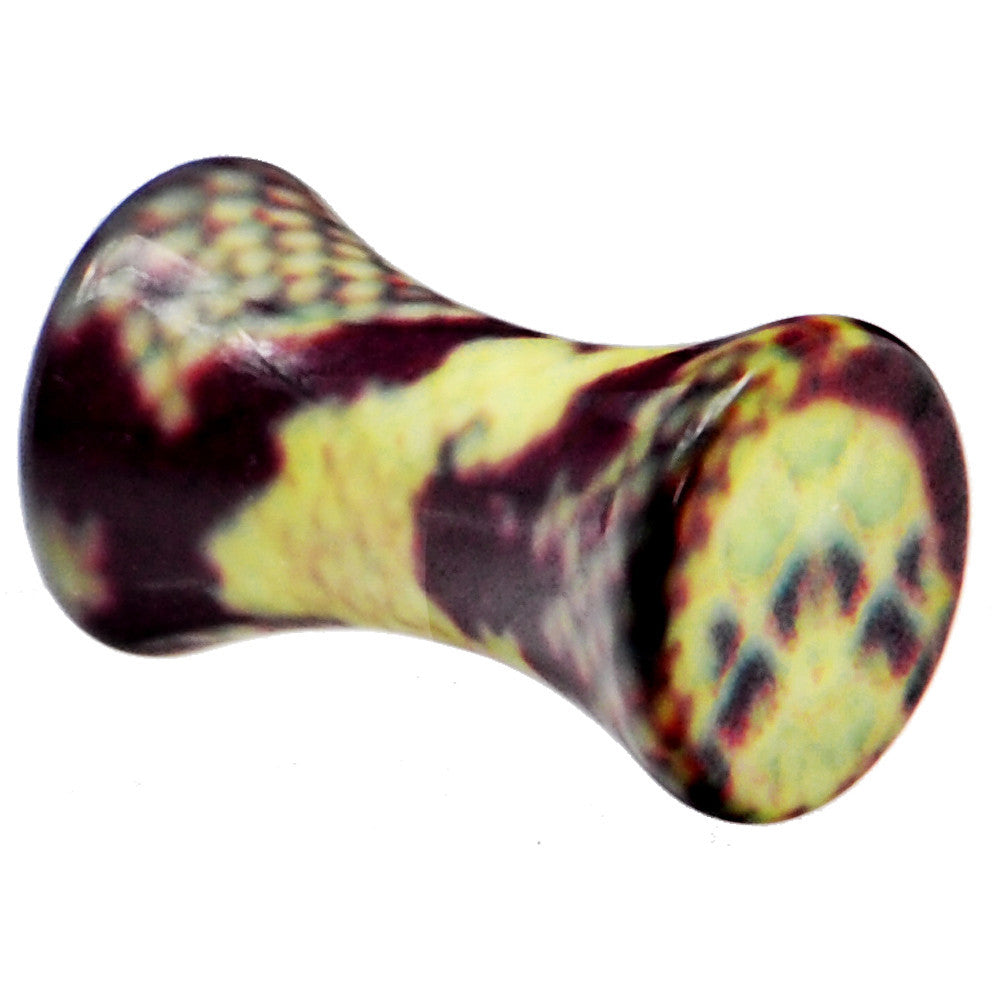 BodyCandy 6G Green Snake Skin Acrylic Saddle Plug — main product shot