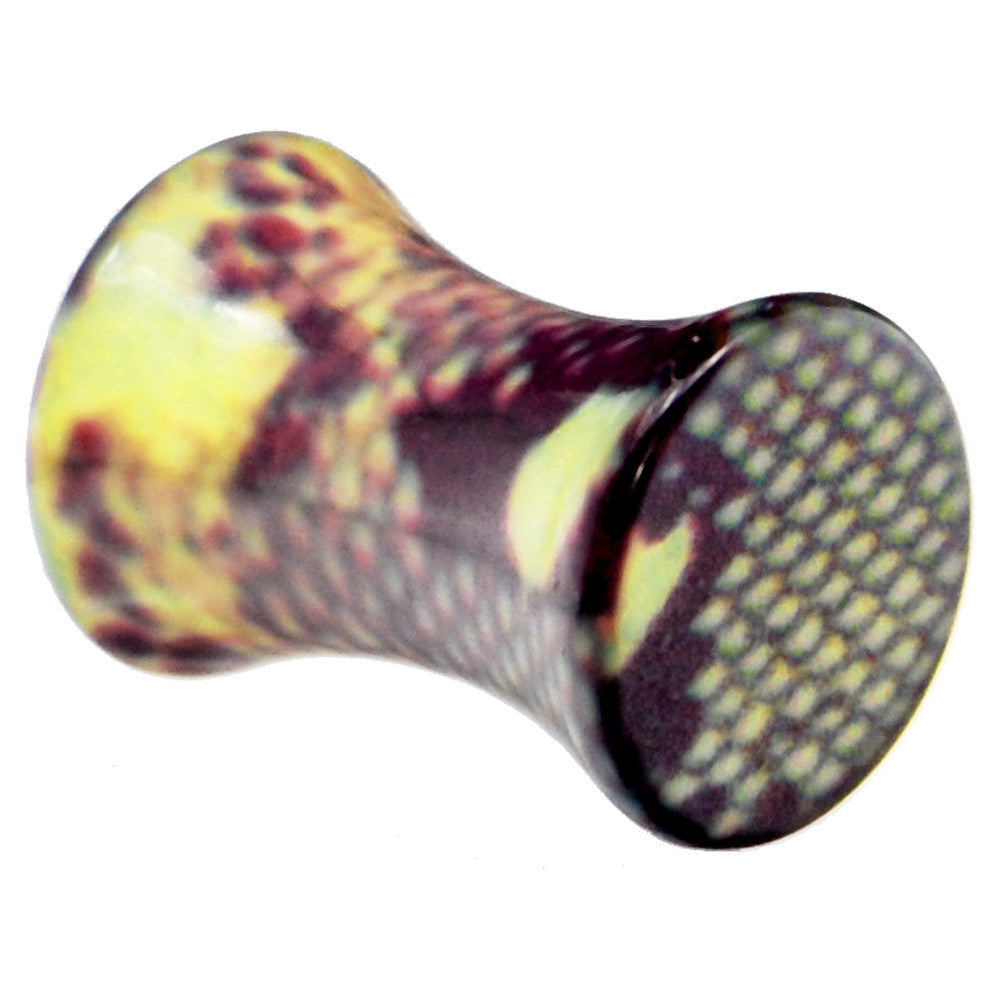 BodyCandy 4G Green Snake Skin Acrylic Saddle Plug — main product shot