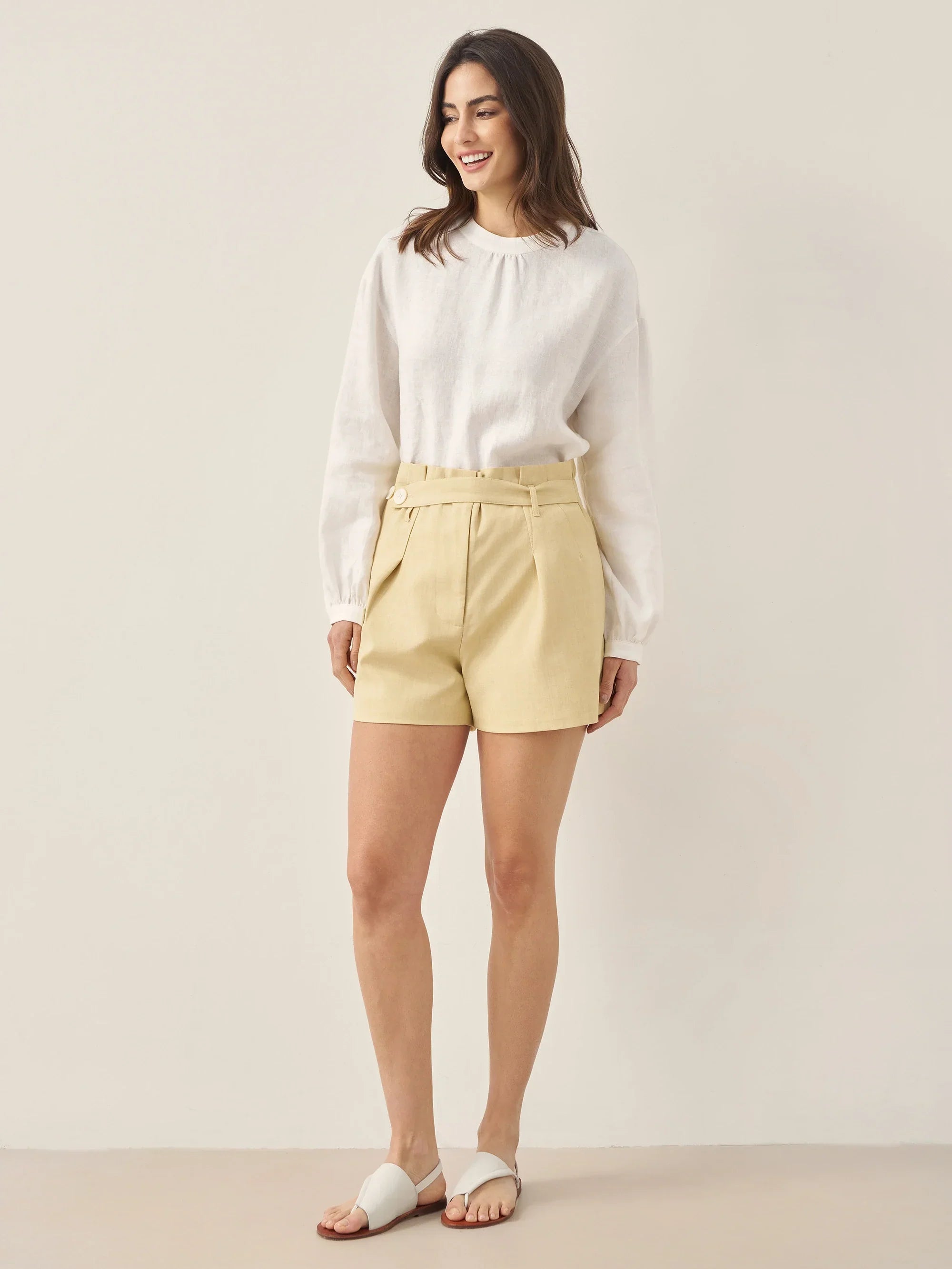 LINTICO LINTICO 100% Linen Mock Neck Long-Sleeve Top DEANNA — detail shot 6
