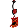 BodyCandy Adorable Red Owl Black Belly Ring — main product shot