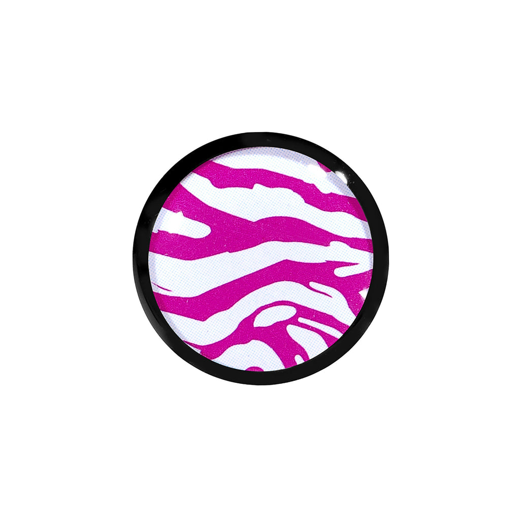 BodyCandy 9/16 Acrylic Pink White Zebra Saddle Plug — detail close-up