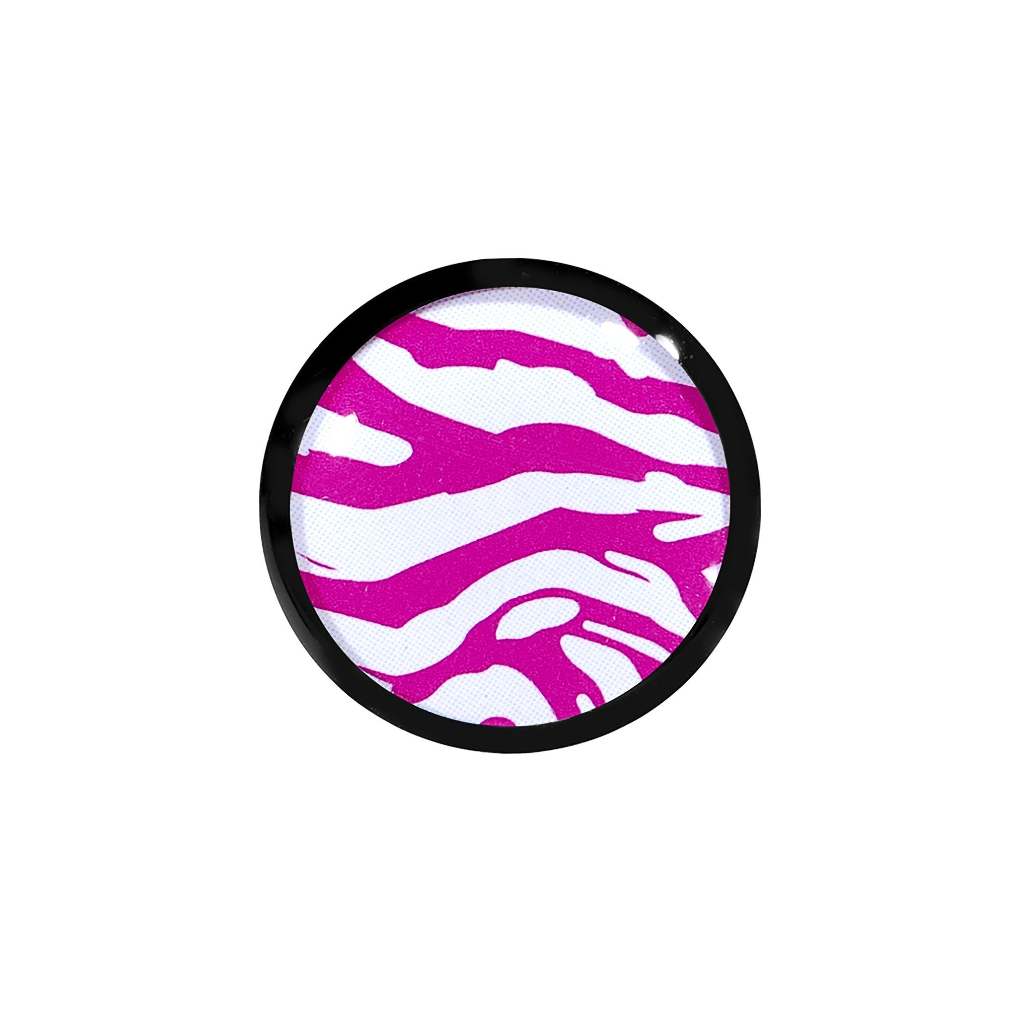 BodyCandy 9/16 Acrylic Pink White Zebra Saddle Plug — detail close-up