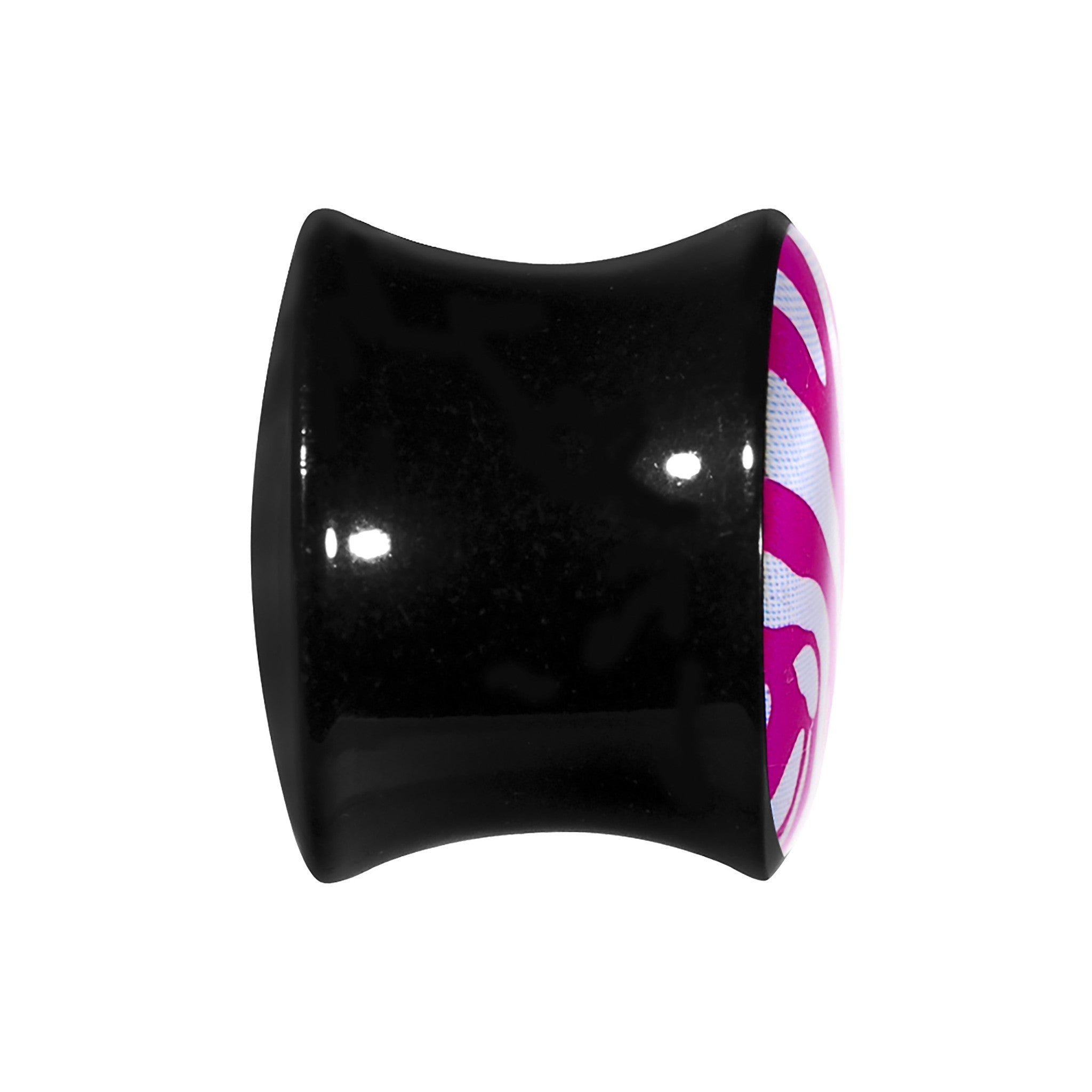 BodyCandy 9/16 Acrylic Pink White Zebra Saddle Plug — lifestyle context
