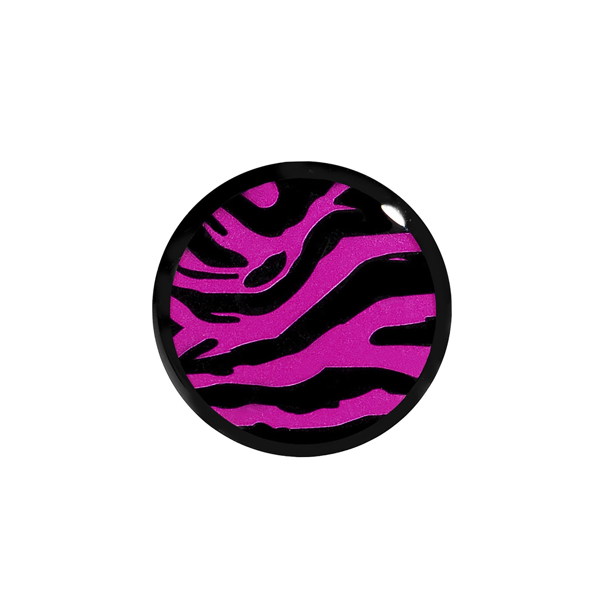 BodyCandy 5/8 Acrylic Pink Black Zebra Saddle Plug — detail close-up