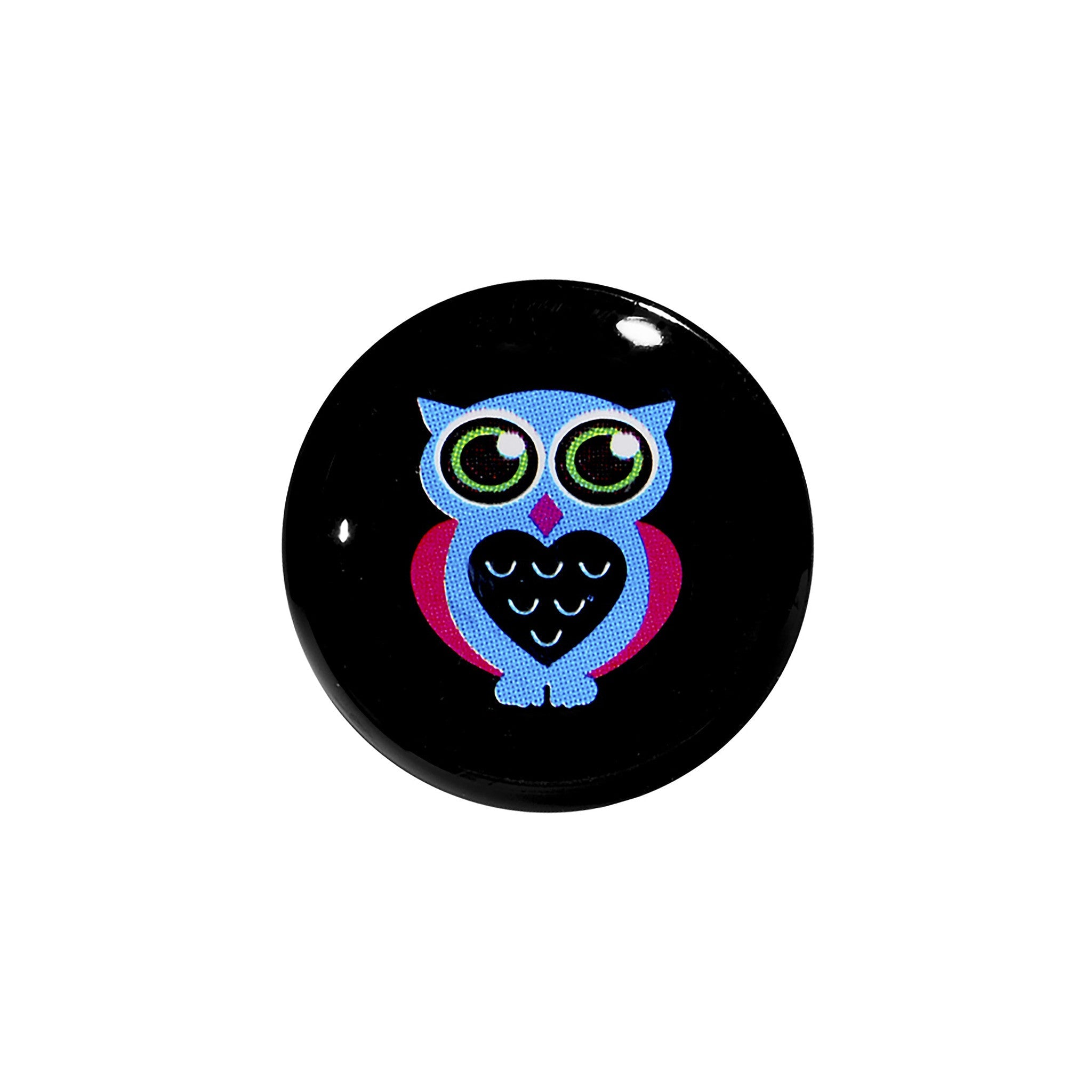 BodyCandy 9/16 Acrylic Heart Owl Saddle Plug — detail close-up