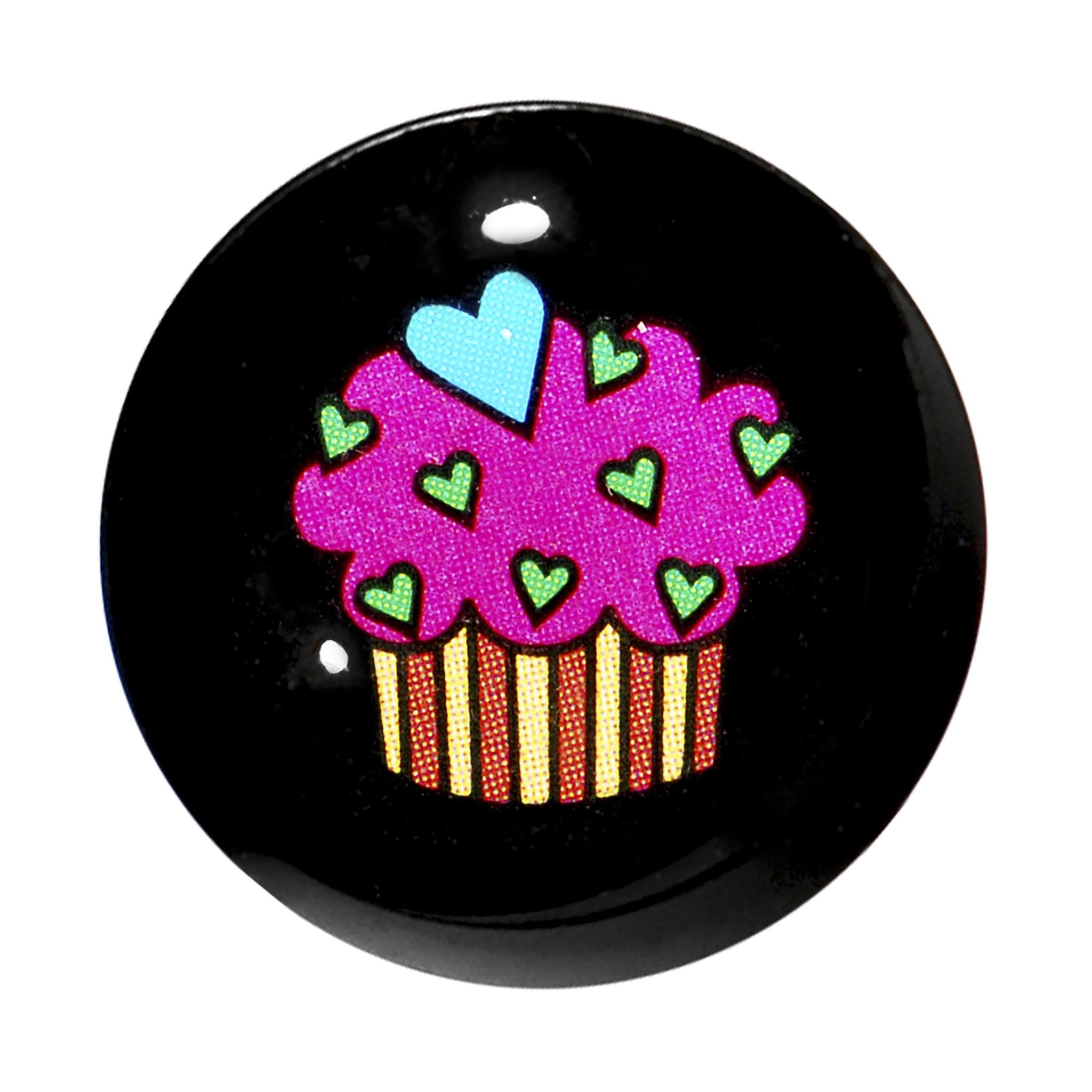 BodyCandy 9/16 Acrylic Single Flare Heart Sprinkle Cupcake Plug — detail close-up