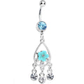 BodyCandy Floral Aqua Teardrop Chandelier Belly Ring — main product shot