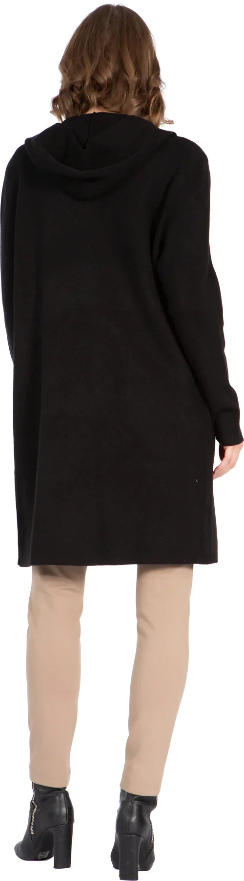 KADOU BOUTIQUE Cardigan Sweater with Hooded Collar — lifestyle context