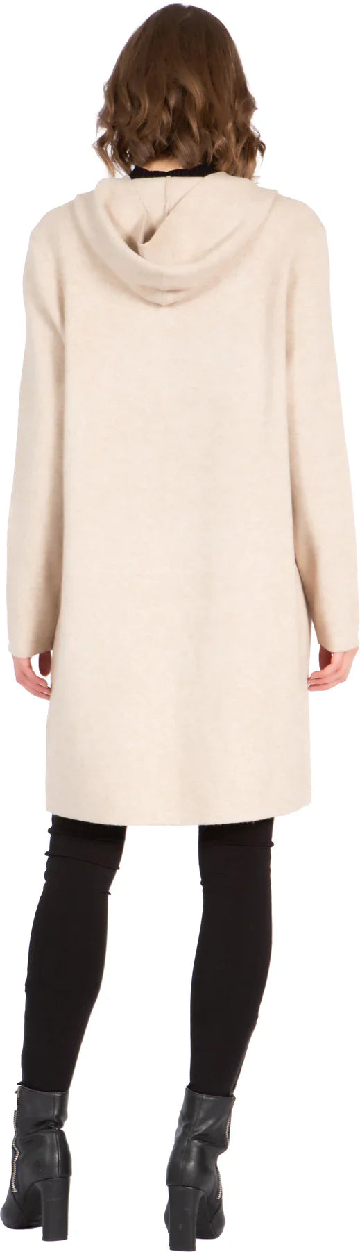 KADOU BOUTIQUE Cardigan Sweater with Hooded Collar — side view