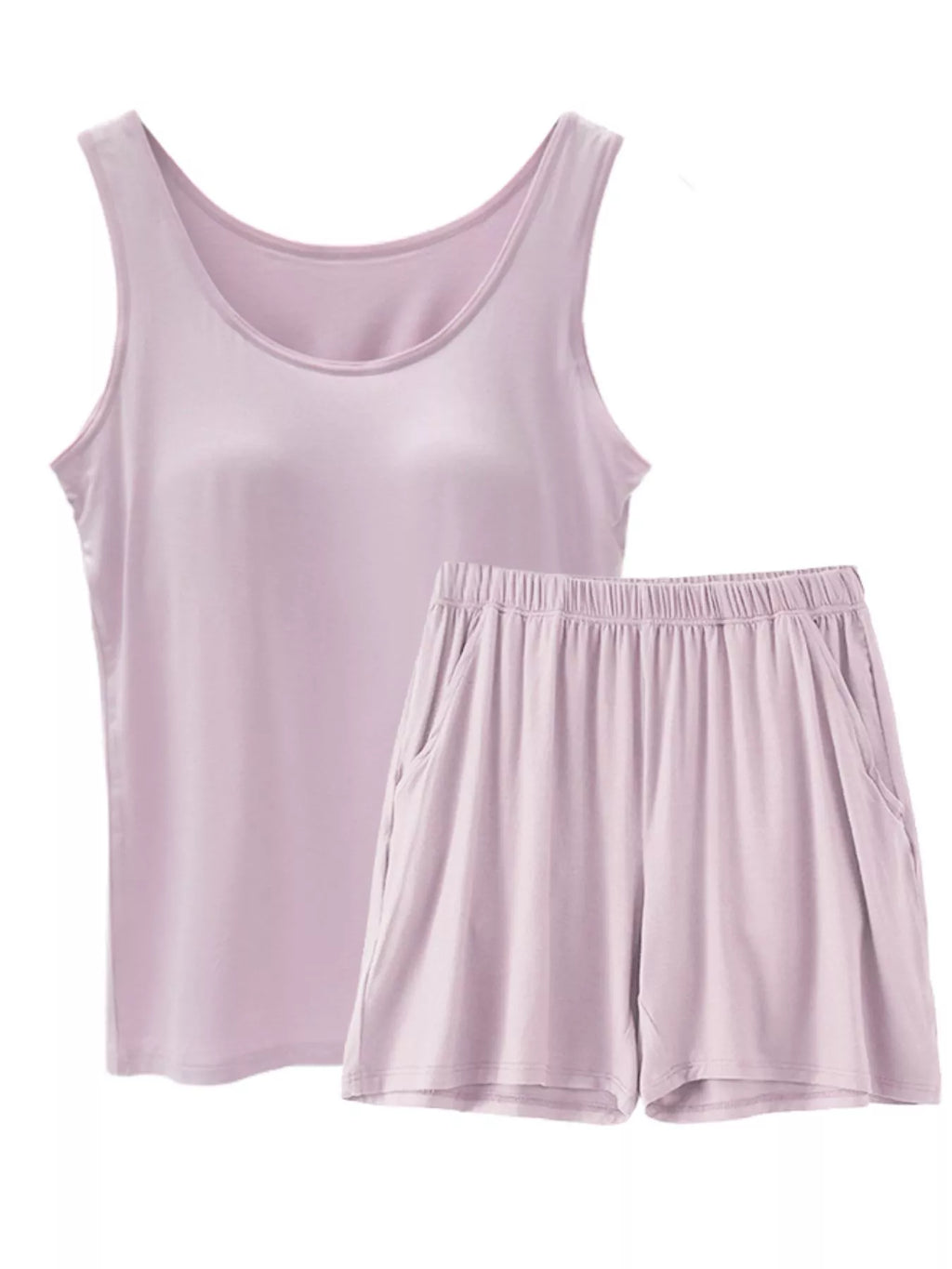 Plus Size Modal Padded Sleeveless Tank Top & Shorts Set
