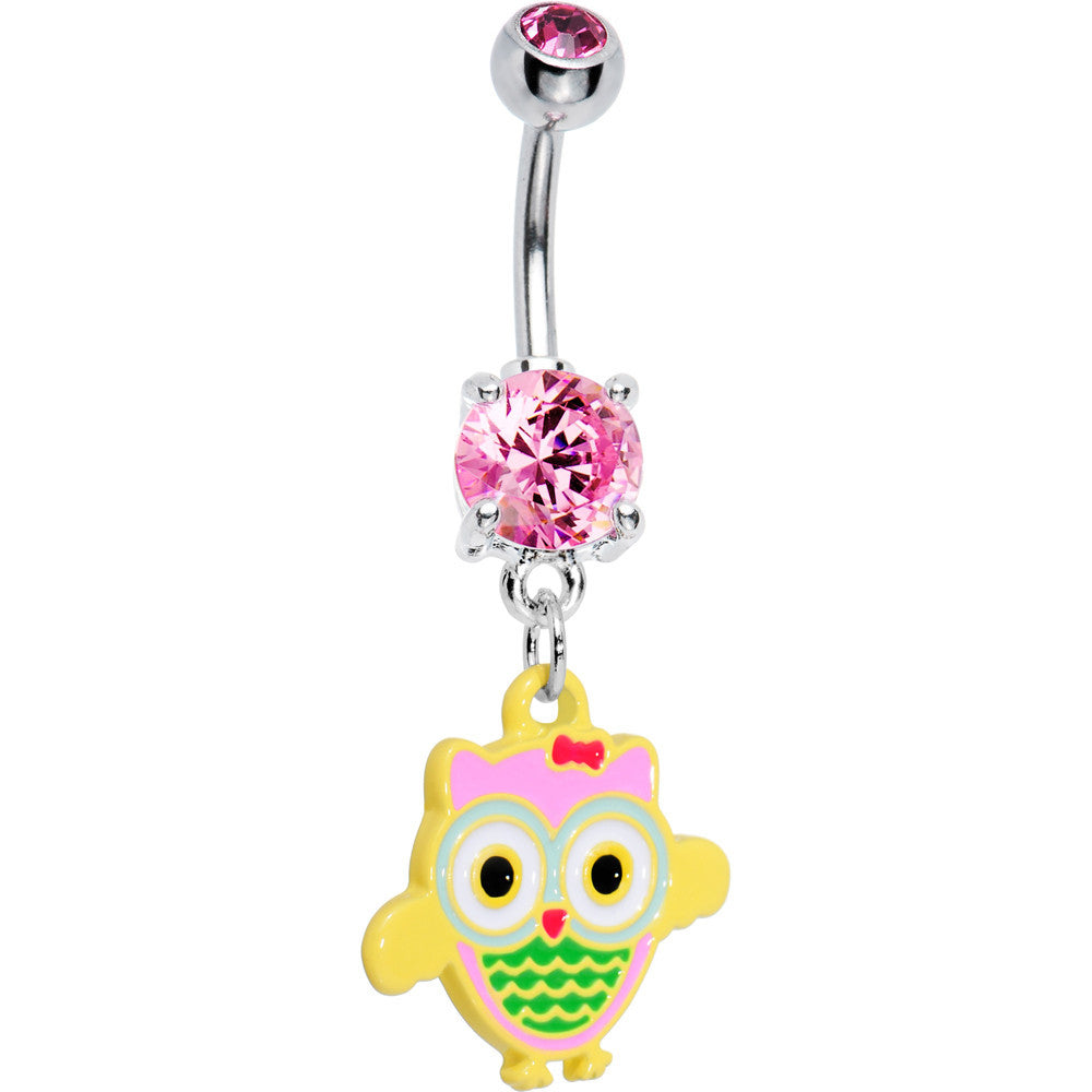 BodyCandy Pink Gem Cutie pie Owl Belly Ring — main product shot
