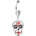 BodyCandy Rose Flower Petals Sugar Skull Belly Ring — main product shot