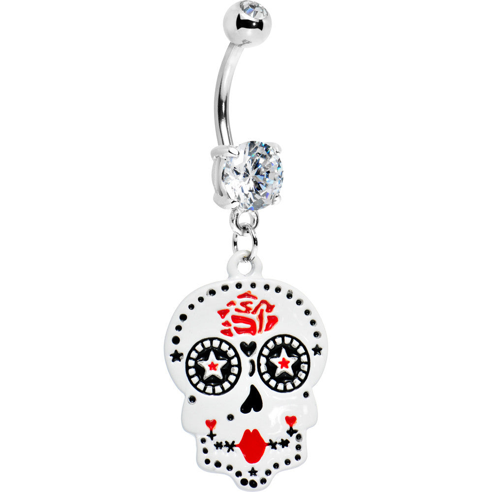 BodyCandy Rose Flower Petals Sugar Skull Belly Ring — main product shot