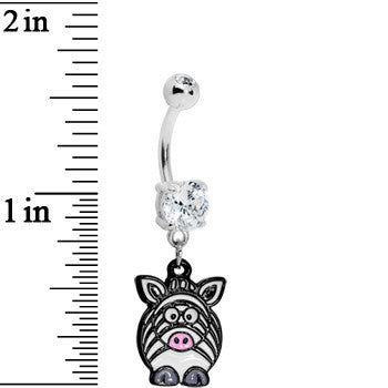 BodyCandy Clear Gem Zebra Belly Ring — detail close-up