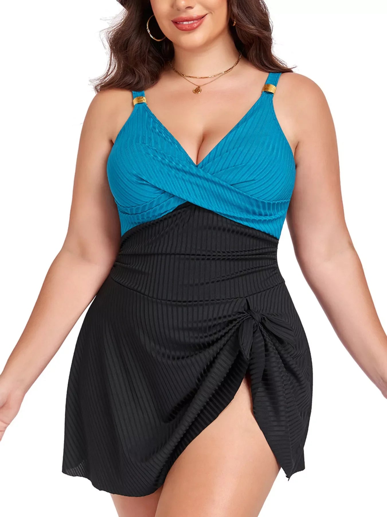 Plus Size Ruched One-Piece Swim Dress