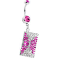 BodyCandy Fuchsia Gem Love Letter Dangle Belly Ring — main product shot
