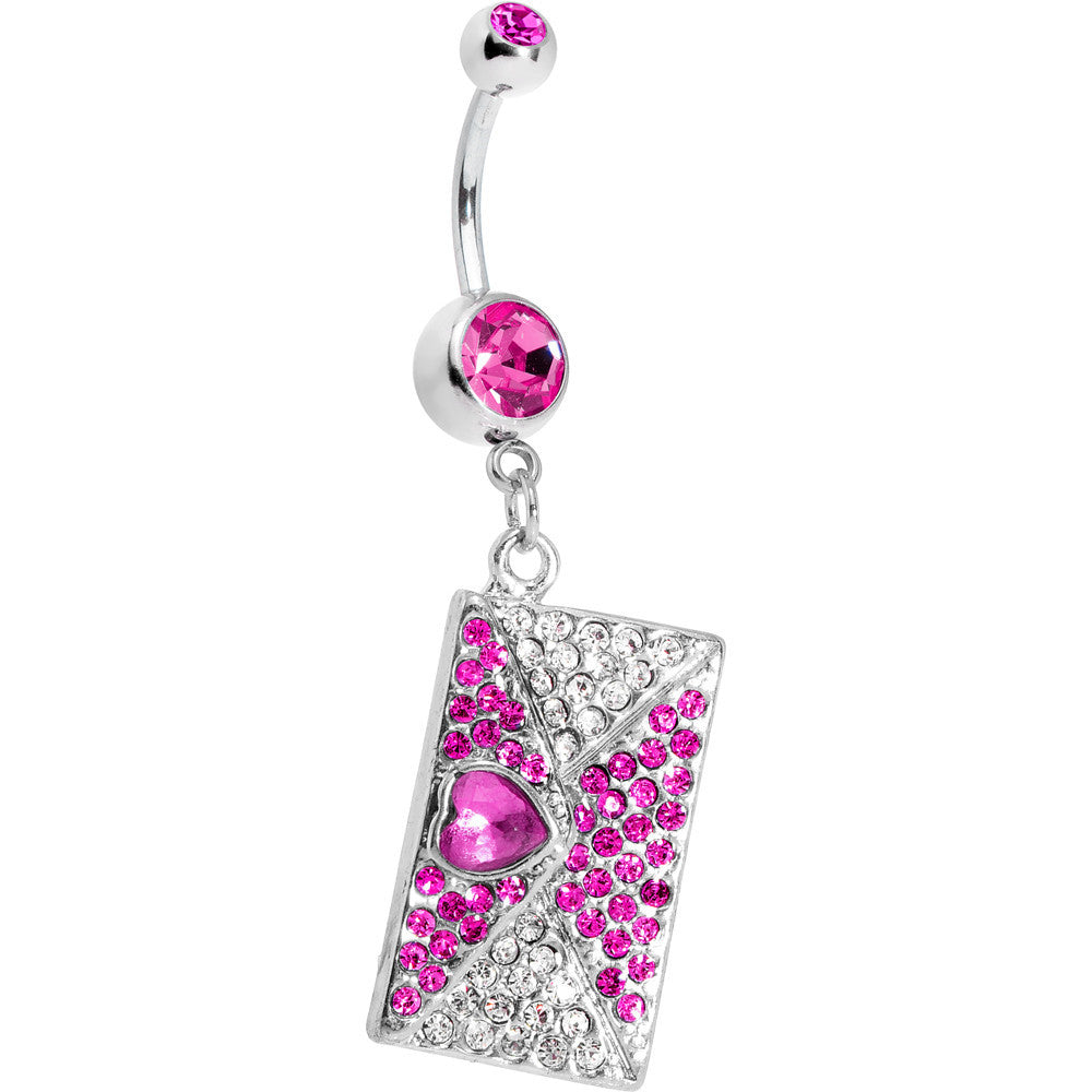 BodyCandy Fuchsia Gem Love Letter Dangle Belly Ring — main product shot