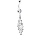 BodyCandy Crystalline Gem Shimmering Leaf Dangle Belly Ring — main product shot