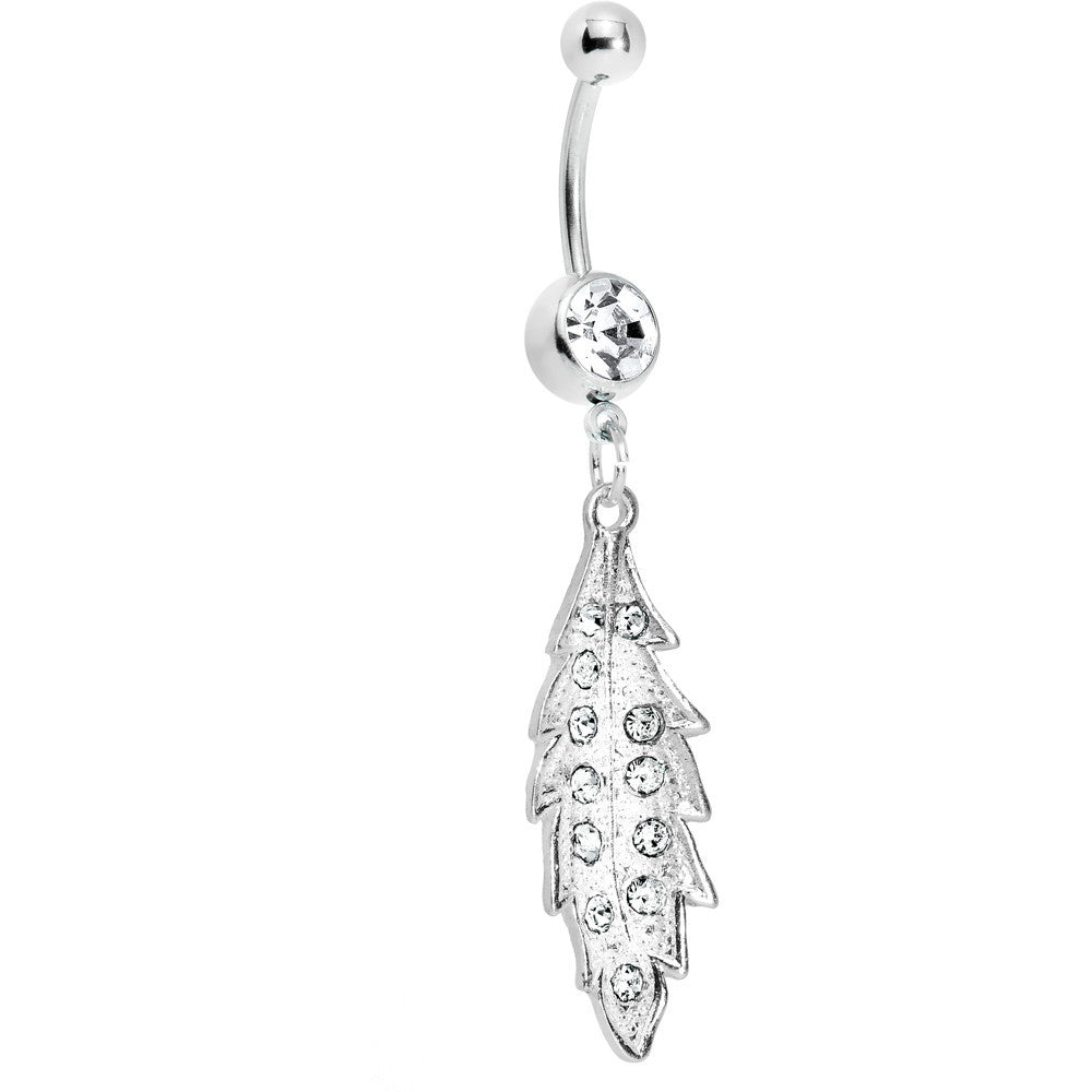 BodyCandy Crystalline Gem Shimmering Leaf Dangle Belly Ring — main product shot