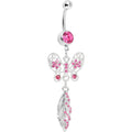BodyCandy Pink Gem Butterfly Lily Leaf Belly Ring — main product shot