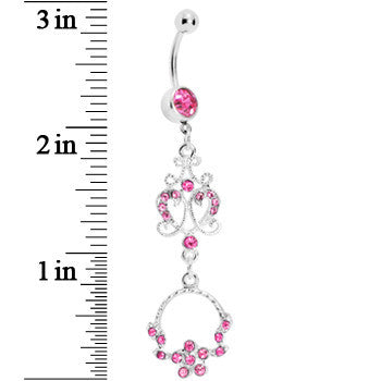 BodyCandy Pink Baroque Enchantment Chandelier Belly Ring — detail close-up