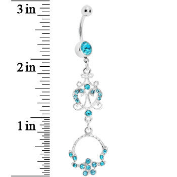 BodyCandy Aqua Baroque Enchantment Chandelier Belly Ring — detail close-up