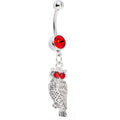BodyCandy Red Gem Blazing Eyes Owl Belly Ring — main product shot