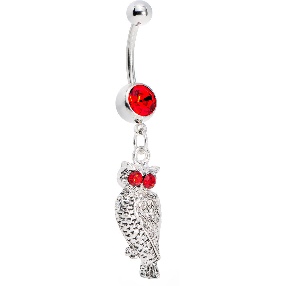BodyCandy Red Gem Blazing Eyes Owl Belly Ring — main product shot