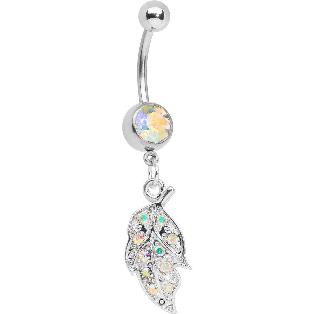 BodyCandy Aurora Gem Sunlit Leaf Belly Ring — main product shot