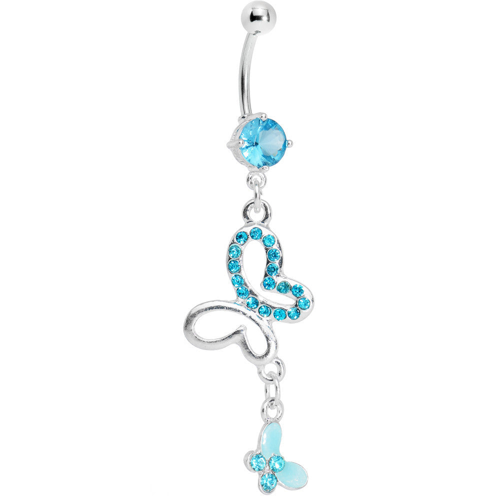BodyCandy Aqua Gem Butterfly Duo Belly Ring — main product shot