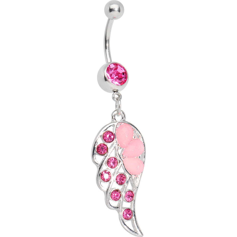 BodyCandy Pink Gem Lovely Dove Wing Belly Ring — main product shot