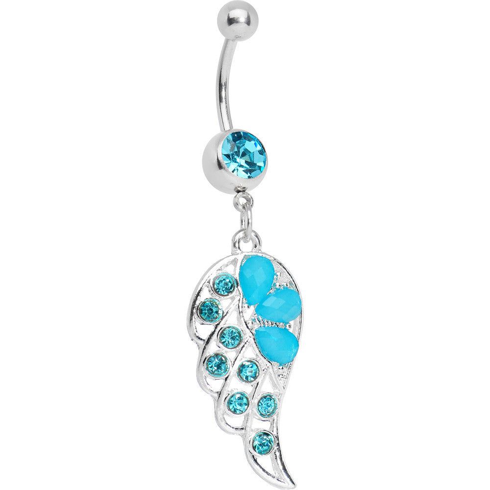 BodyCandy Aqua Gem Lovely Dove Wing Belly Ring — main product shot