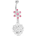 BodyCandy Pink Gem Starburst Flowering Heart Belly Ring — main product shot