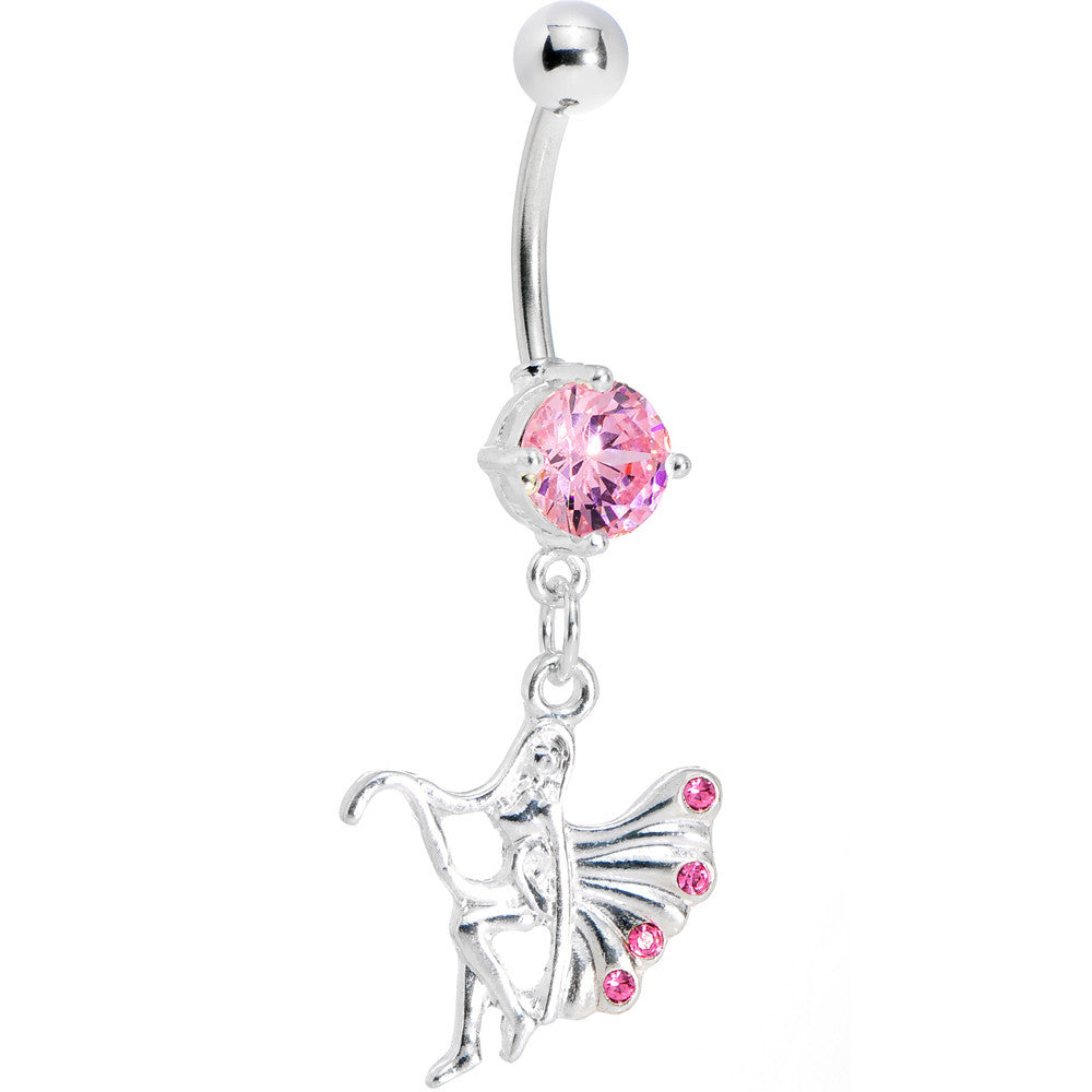 BodyCandy Pink Gem Winged Forest Fairy Belly Ring — main product shot