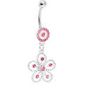 BodyCandy Pink Gem Exotic Azalea Flower Belly Ring — main product shot