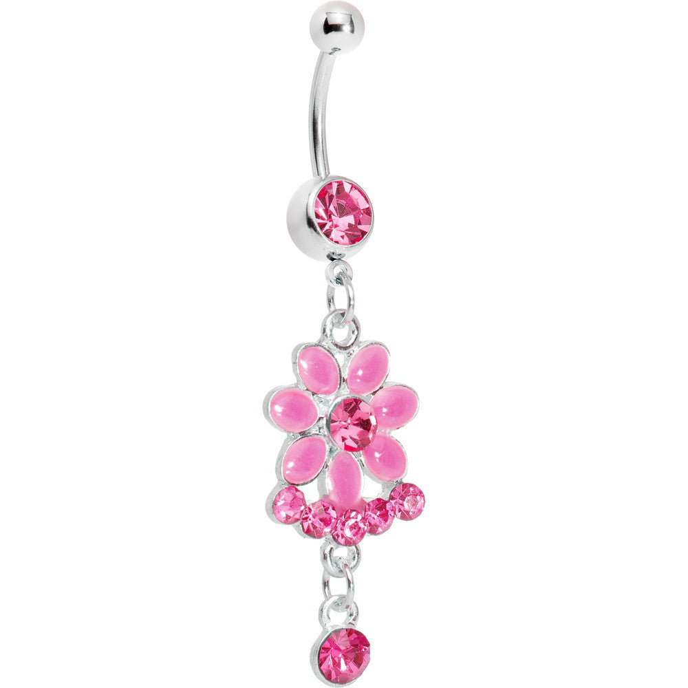 BodyCandy Pink Gem Delightful Daisy Flower Belly Ring — main product shot