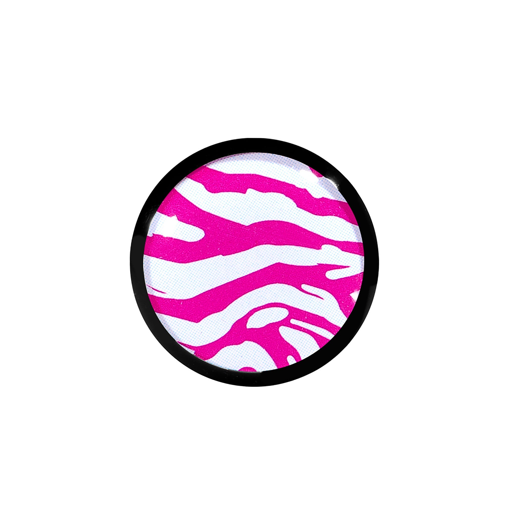 BodyCandy 5/8 Acrylic Pink White Zebra Saddle Plug — detail close-up