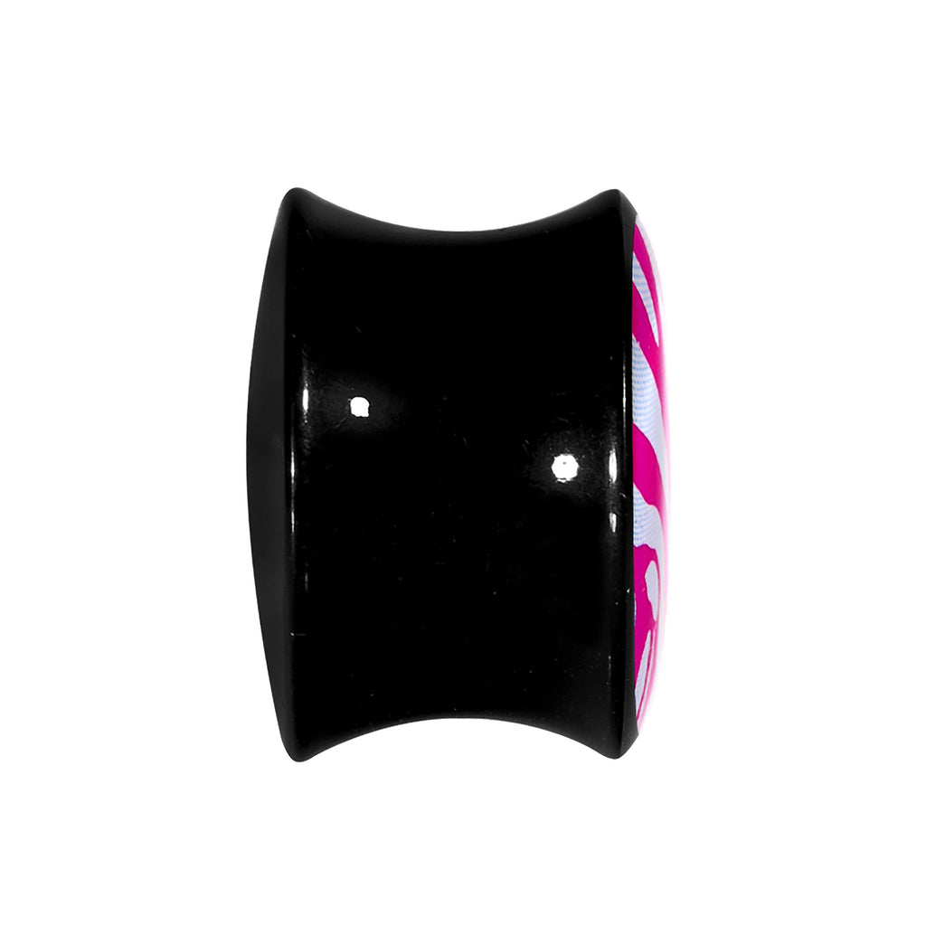 BodyCandy 5/8 Acrylic Pink White Zebra Saddle Plug — lifestyle context