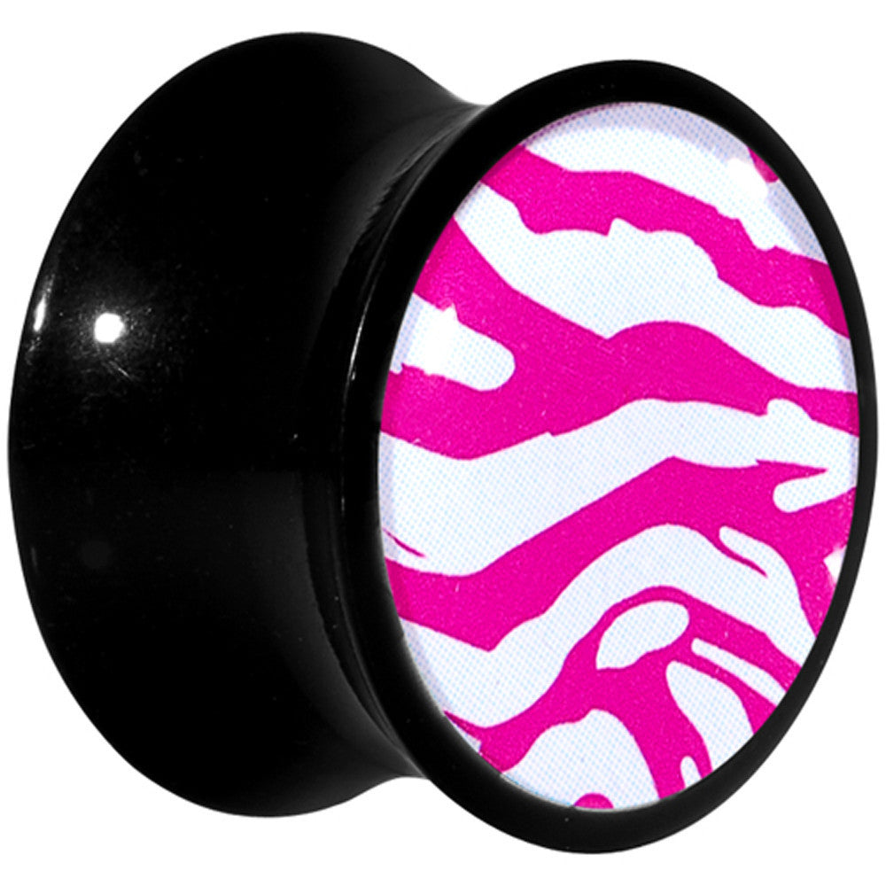 BodyCandy 5/8 Acrylic Pink White Zebra Saddle Plug — main product shot