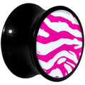 BodyCandy 5/8 Acrylic Pink White Zebra Saddle Plug — main product shot