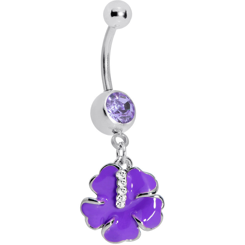 BodyCandy Lavender Cubic Zirconia Poppy Flower Belly Ring — main product shot