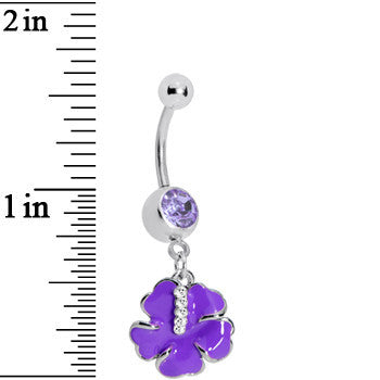 BodyCandy Lavender Cubic Zirconia Poppy Flower Belly Ring — detail close-up