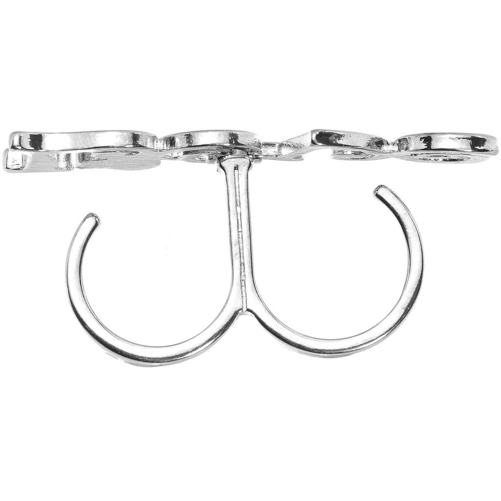 BodyCandy Gun Metal Color Love Heart Double Finger Ring — detail close-up