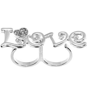 BodyCandy Gun Metal Color Love Heart Double Finger Ring — lifestyle context