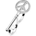 BodyCandy Silver Tone Peace Sign Shaped Key Double Finger Ring — main product shot