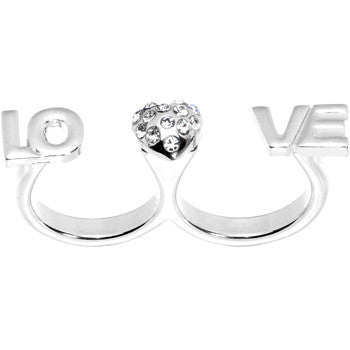 BodyCandy Silver Tone Heart Love Double Finger Ring — lifestyle context