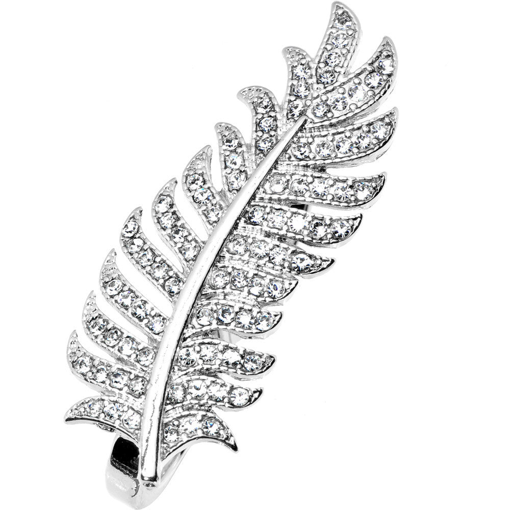 BodyCandy Silver Tone Crystalline Feather Double Finger Ring — main product shot