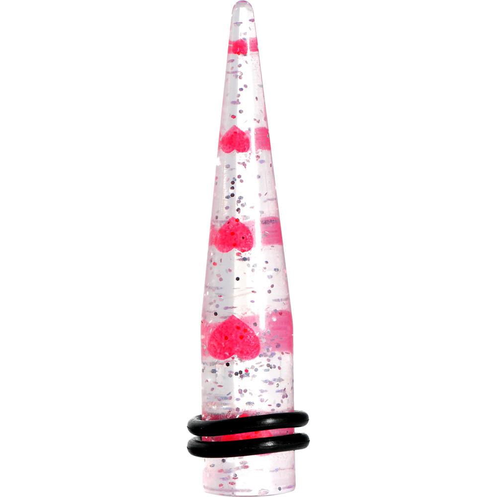 BodyCandy Clear Acrylic Glitter Pink Heart Confetti Taper 8G to 16mm — packaging